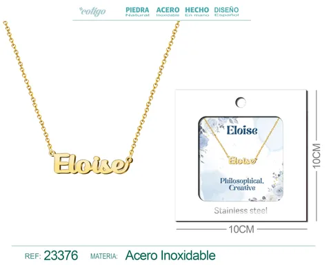 COLLAR NOMBRE INGLES ELOISE ACERO CON SOBRE