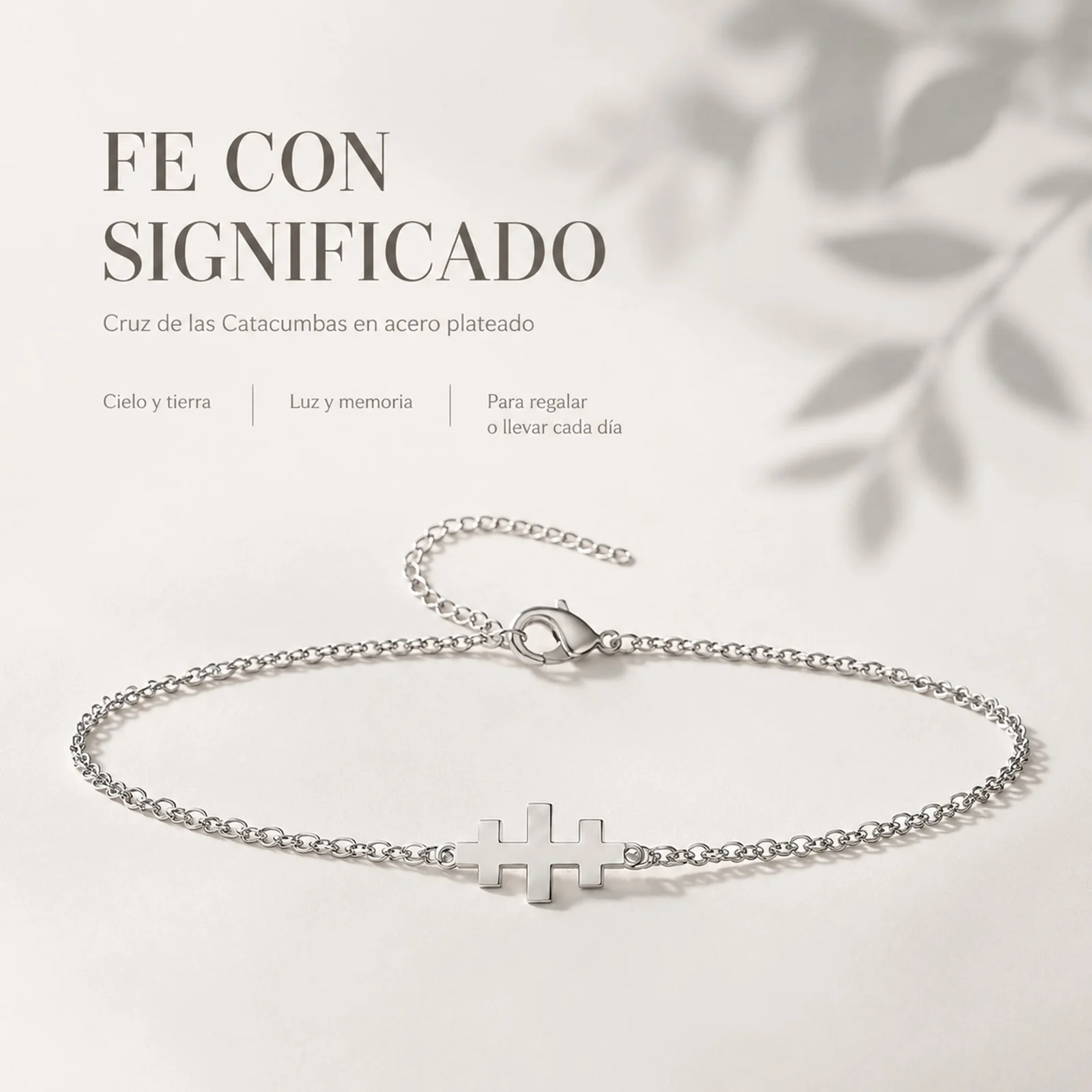 PULSERA CRUZ CATACUMBAS  ACERO PLATEADO