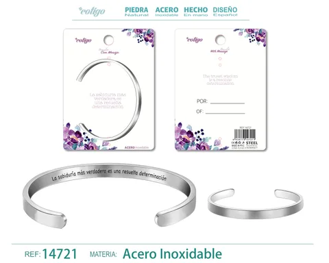 BRAZALETE ACERO CON MENSAJE ESPAÑOL