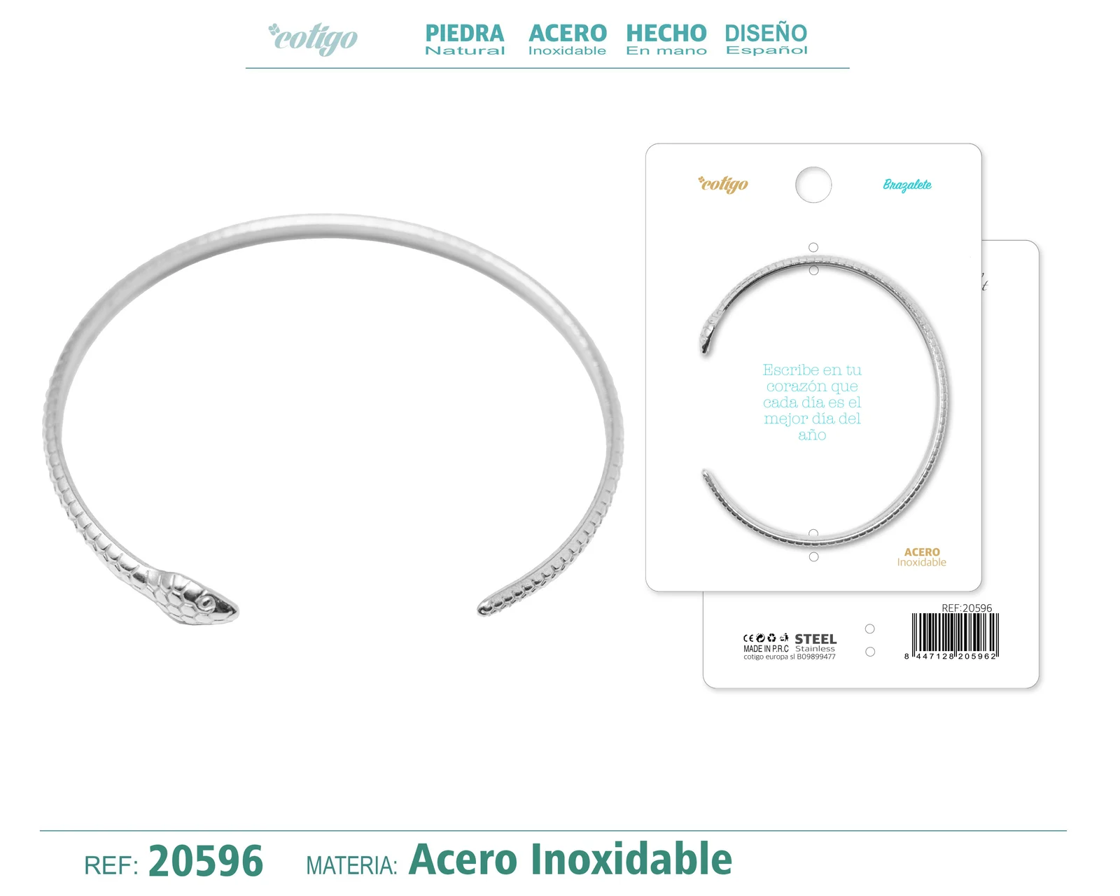 BRAZALETE ACERO COLOR PLATEADO