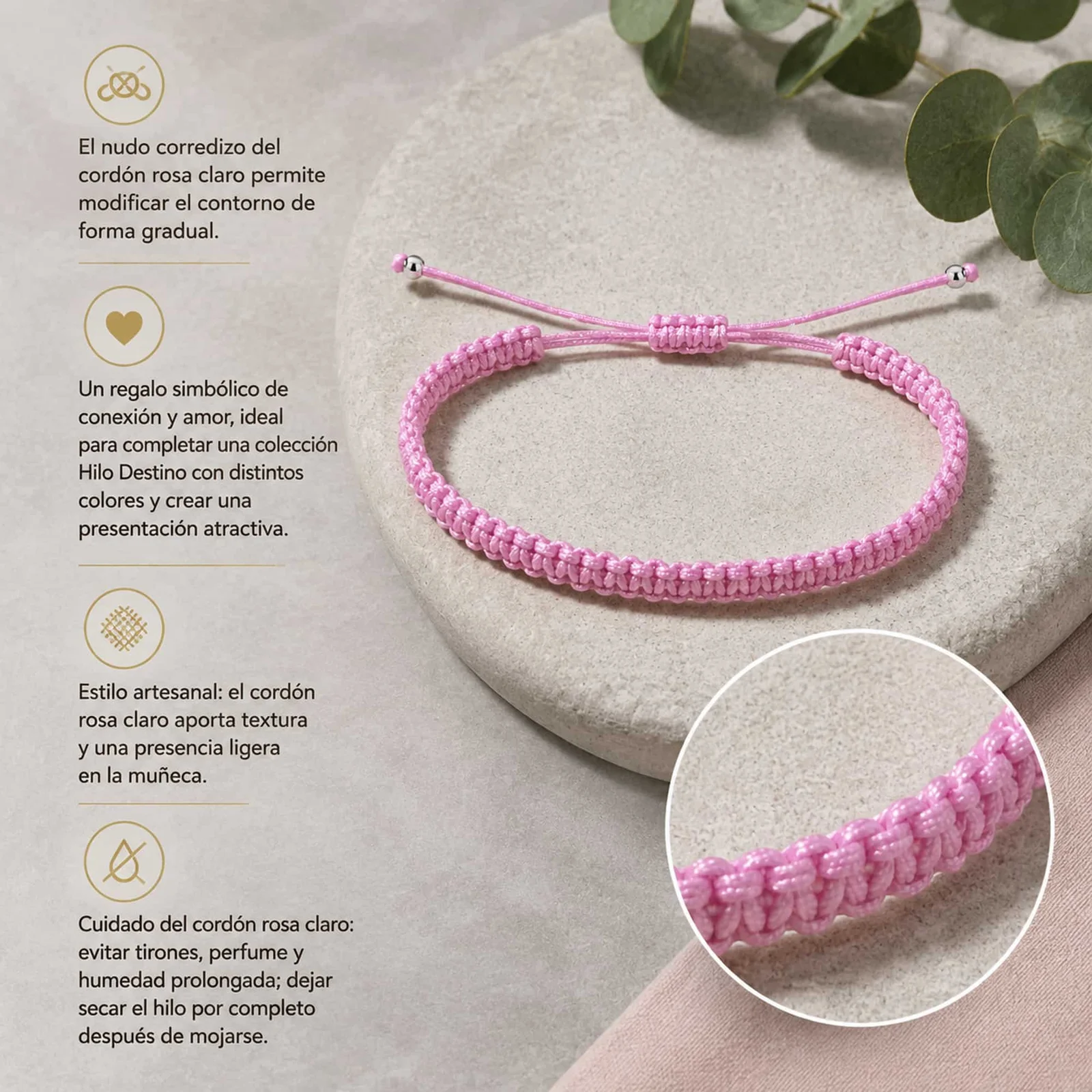PULSERA HILO DESTINO COLOR ROSA