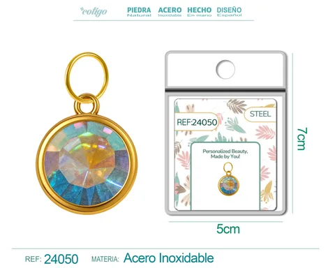 CHARM ACERO DORADO CON PIEDRA NACIMIENTO DE OCTUBRE