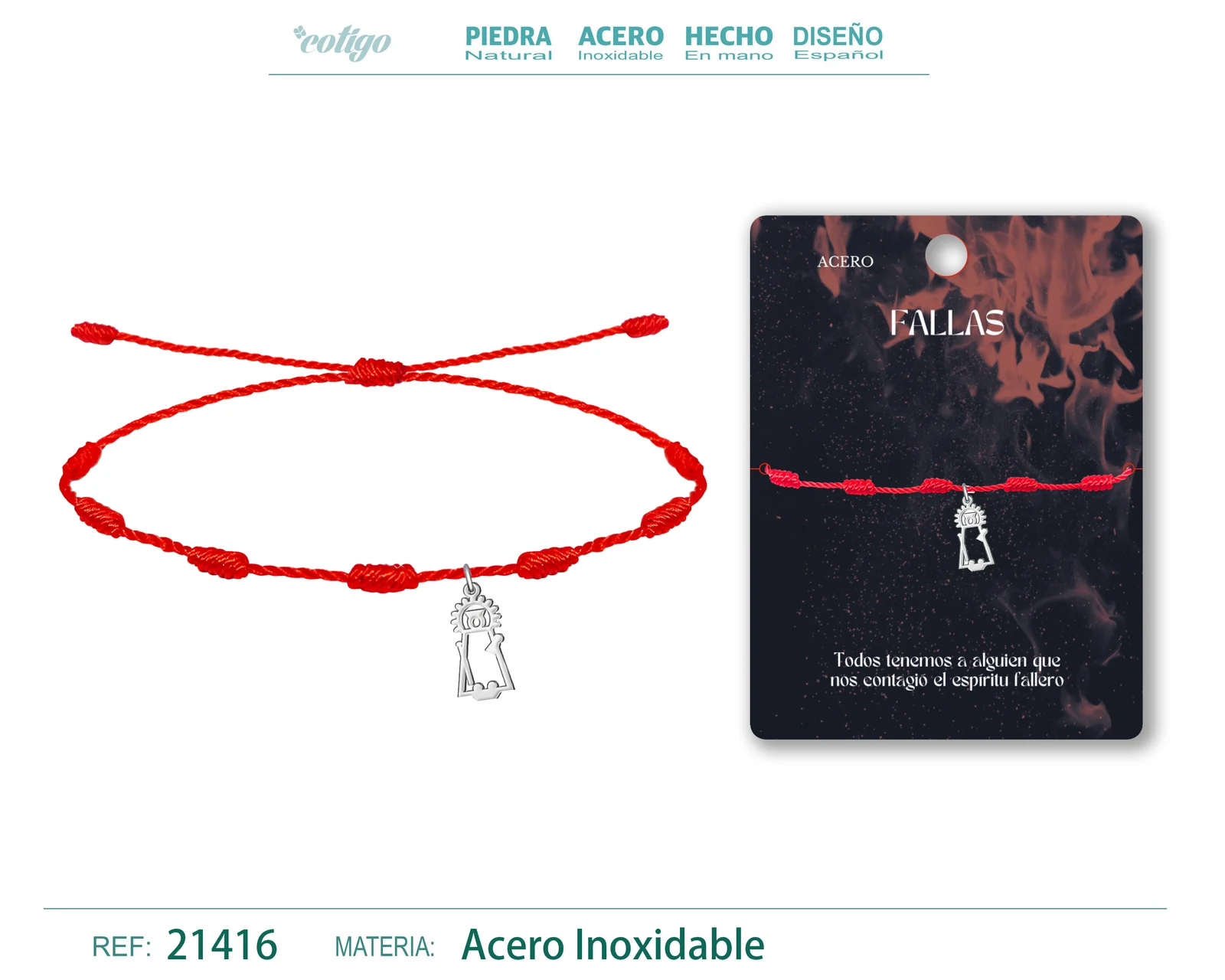 PULSERA 7 NUDOS CON VIRGEN DE LOS DESAMPARADOS ACERO PLATEADO