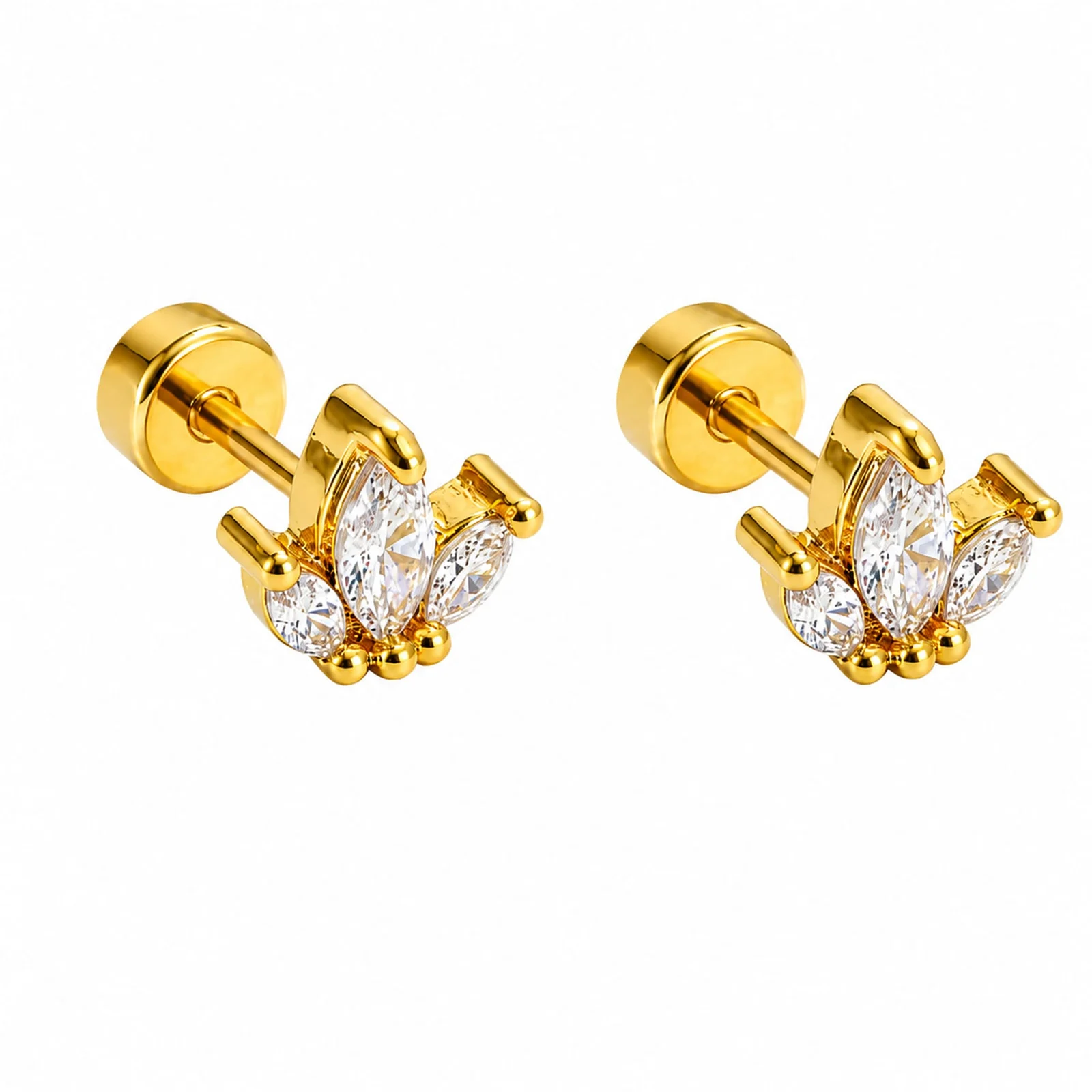 Pendiente-Piercing Bañado Oro 18K y con Circonita