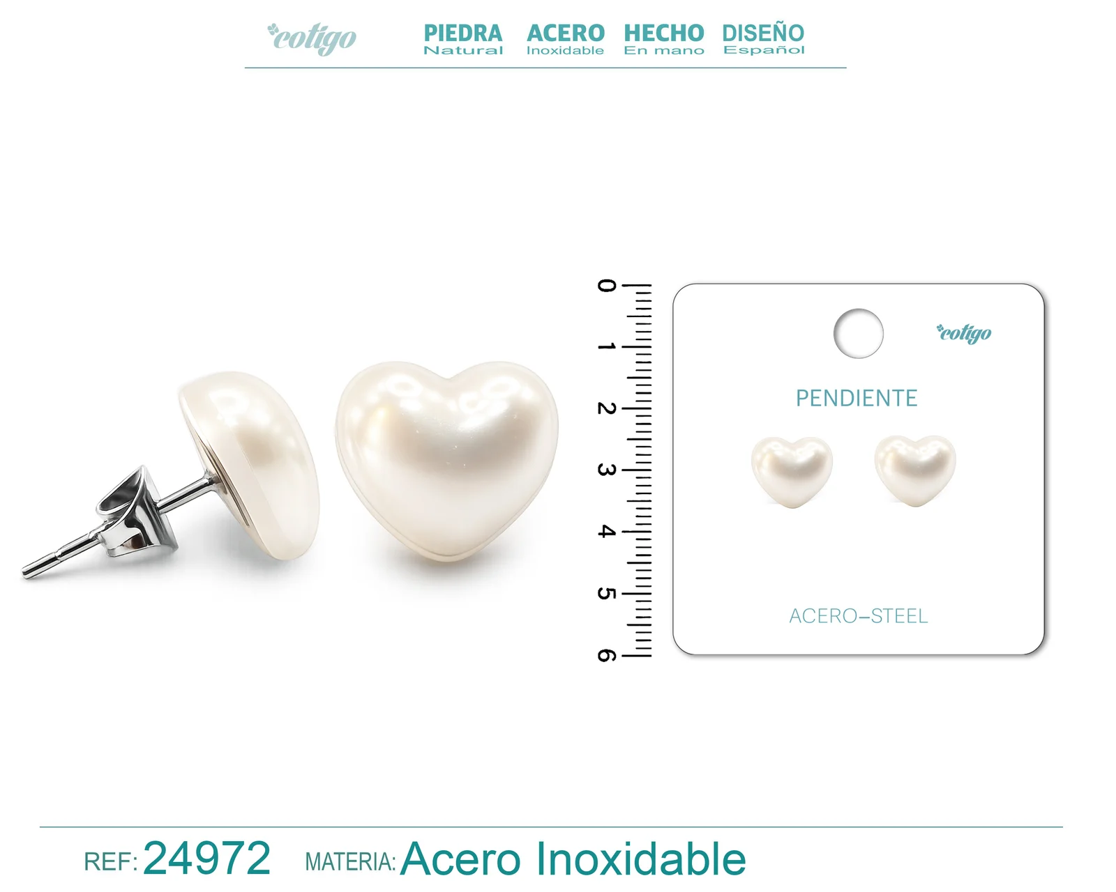 PENDIENTE DE PERLA CON ACCESORIO ACERO