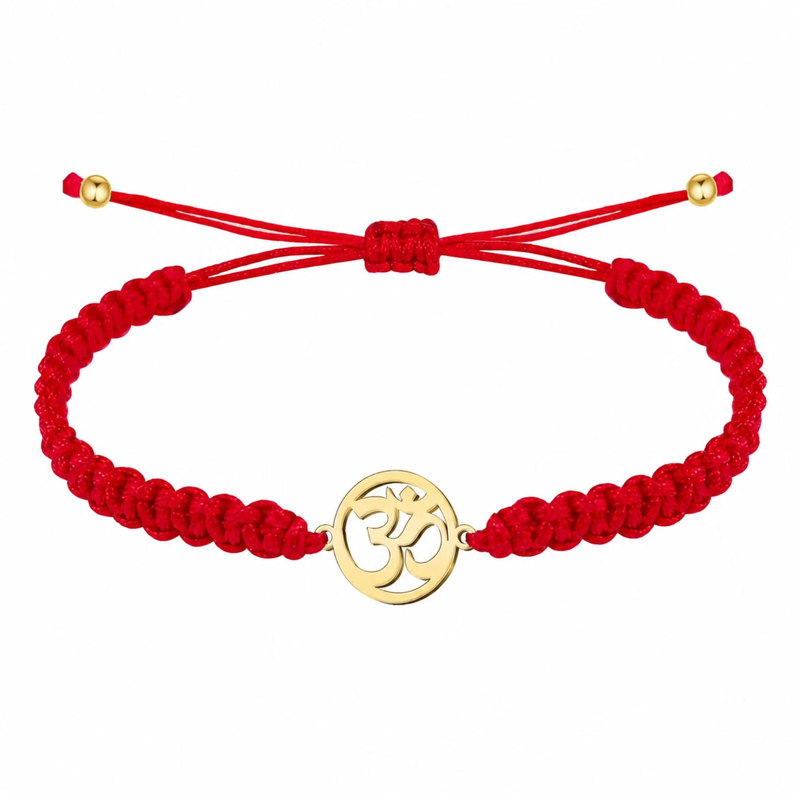 PULSERA HILO DESTINO  CON SÍMBOLO OM ACERO DORADO