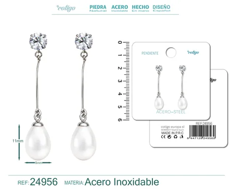 PENDIENTE DE PERLA CON ACCESORIO ACERO
