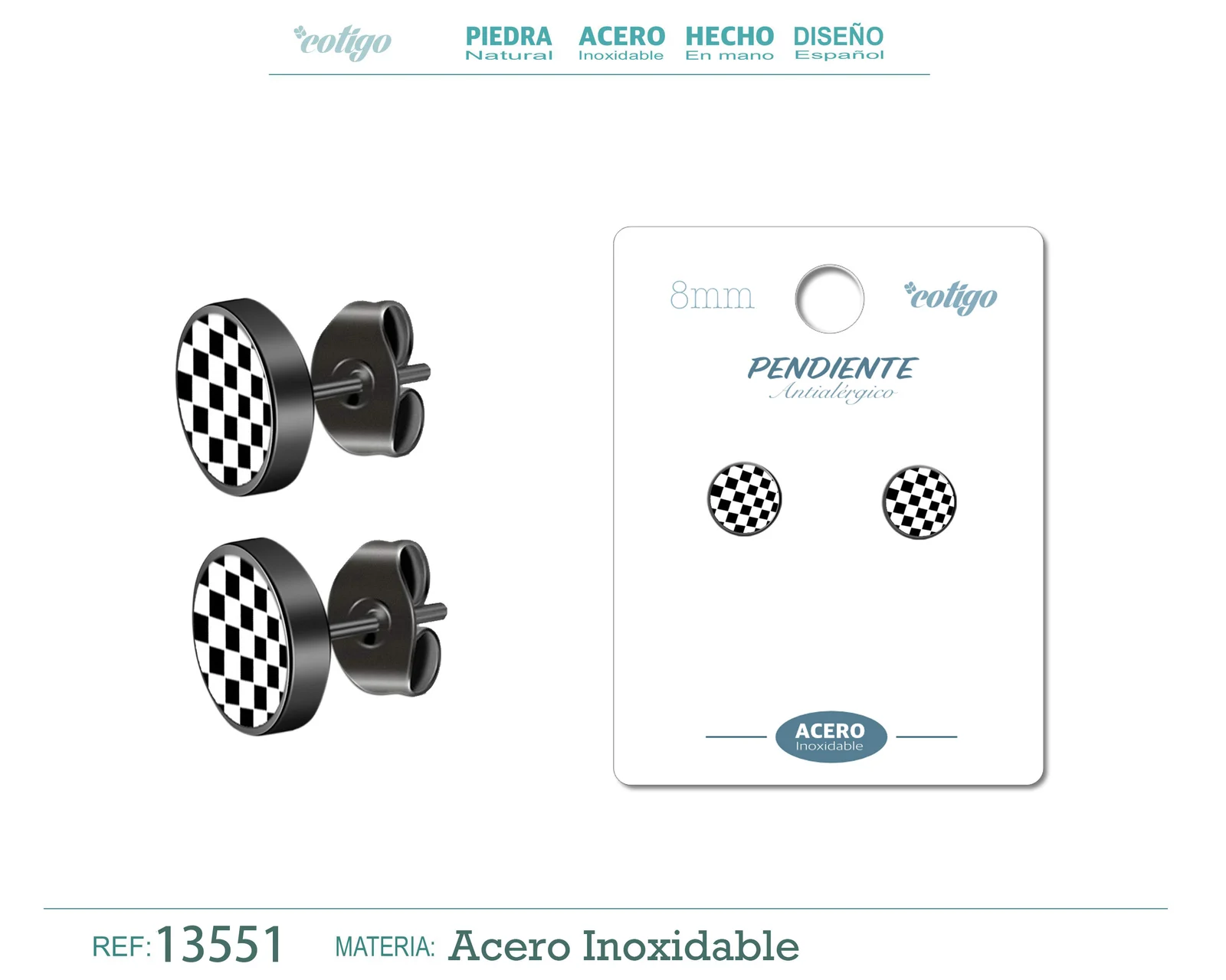 PENDIENTE ACERO COLOR NEGRO
