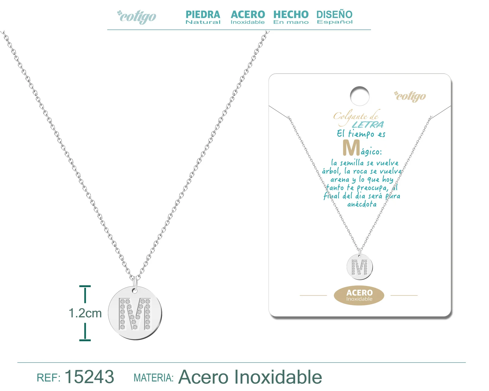 COLLAR LETRA M COLOR PLATEADO