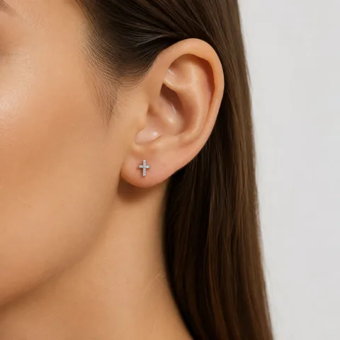 Pendiente-Piercing Bañado Oro 18K y con Circonita