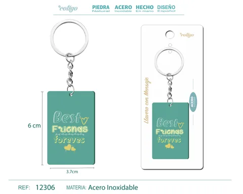 LLAVERO MENSAJE COLORES CON ACCESORIO ACERO