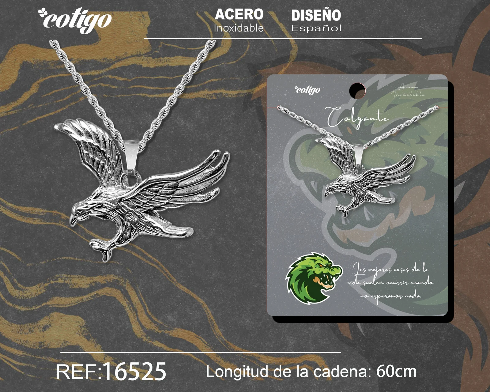 COLGANE HOMBRE ACERO COLOR PLATEADO