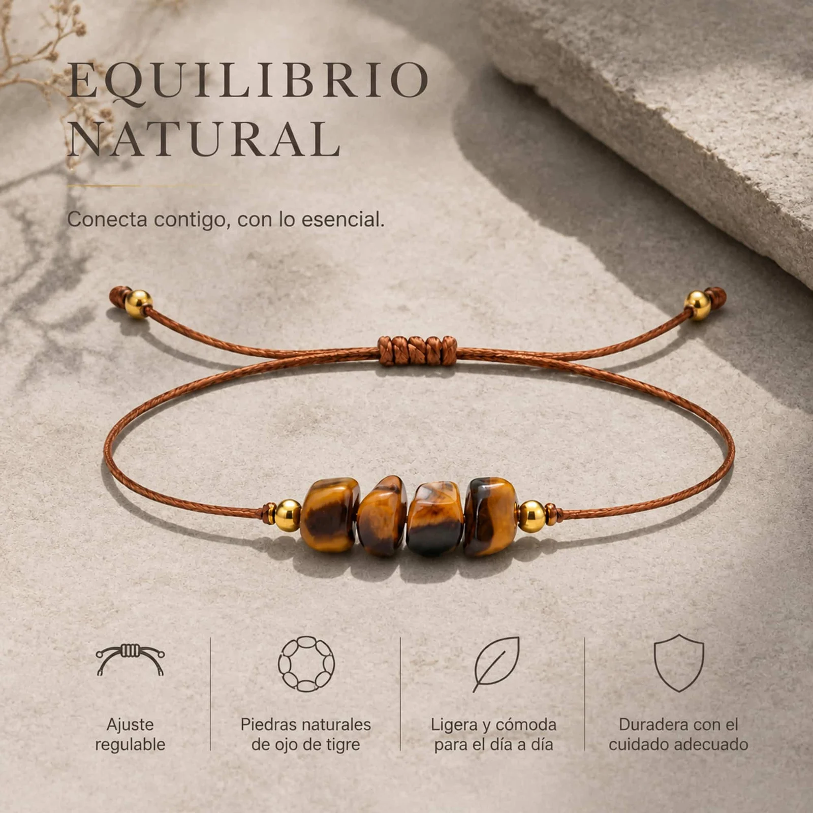 PULSERA HILO ENCERADO CON OJO DE TIGRE