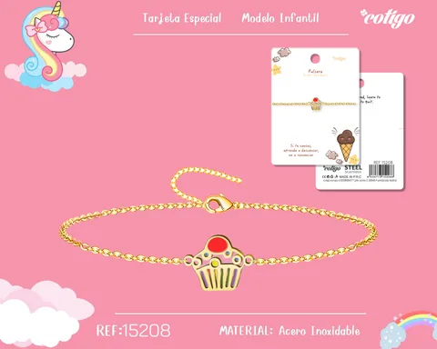 PULSERA DE NIÑA ACERO COLOR DORADO