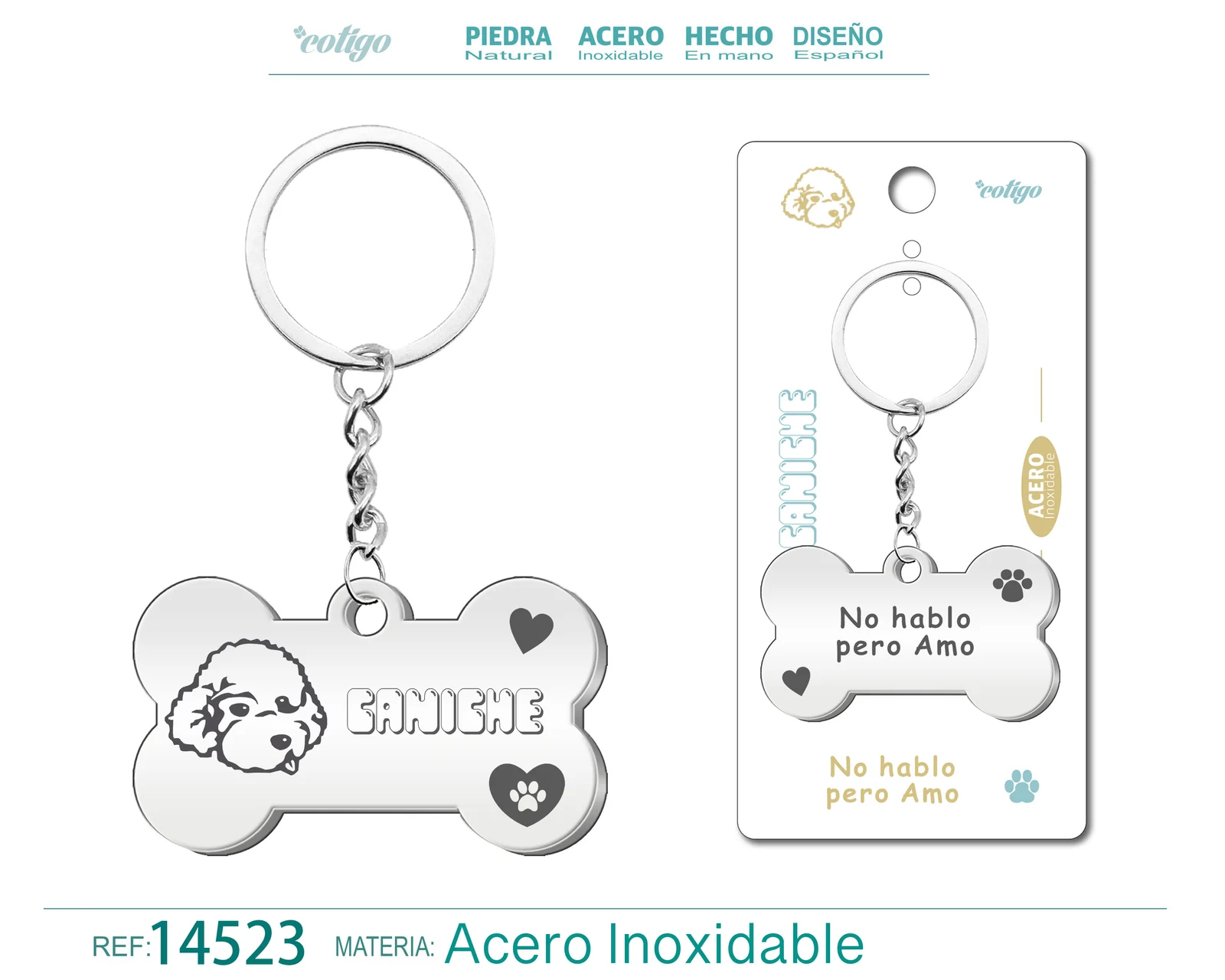 LLAVERO ACERO DE PERRO CANICHE