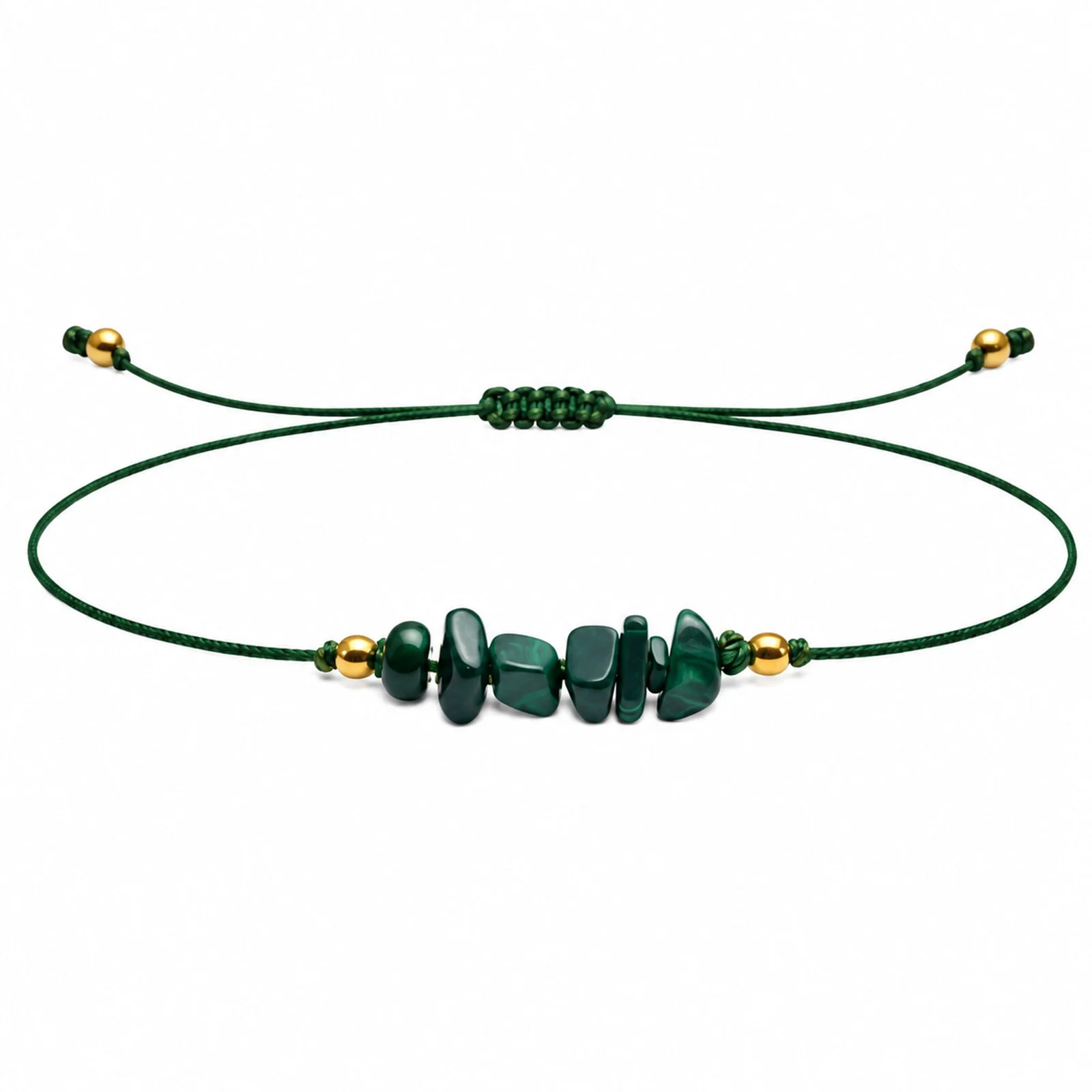 PULSERA HILO ENCERADO CON MALAQUITA