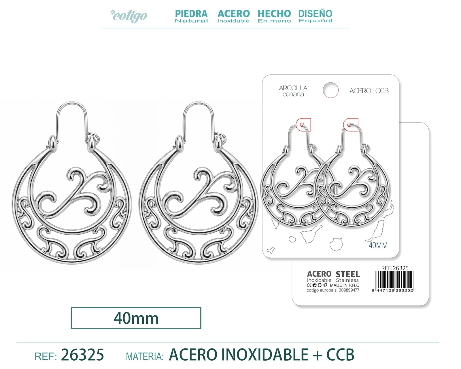 Argolla Canaria 40cm Color Plateado Material CCB