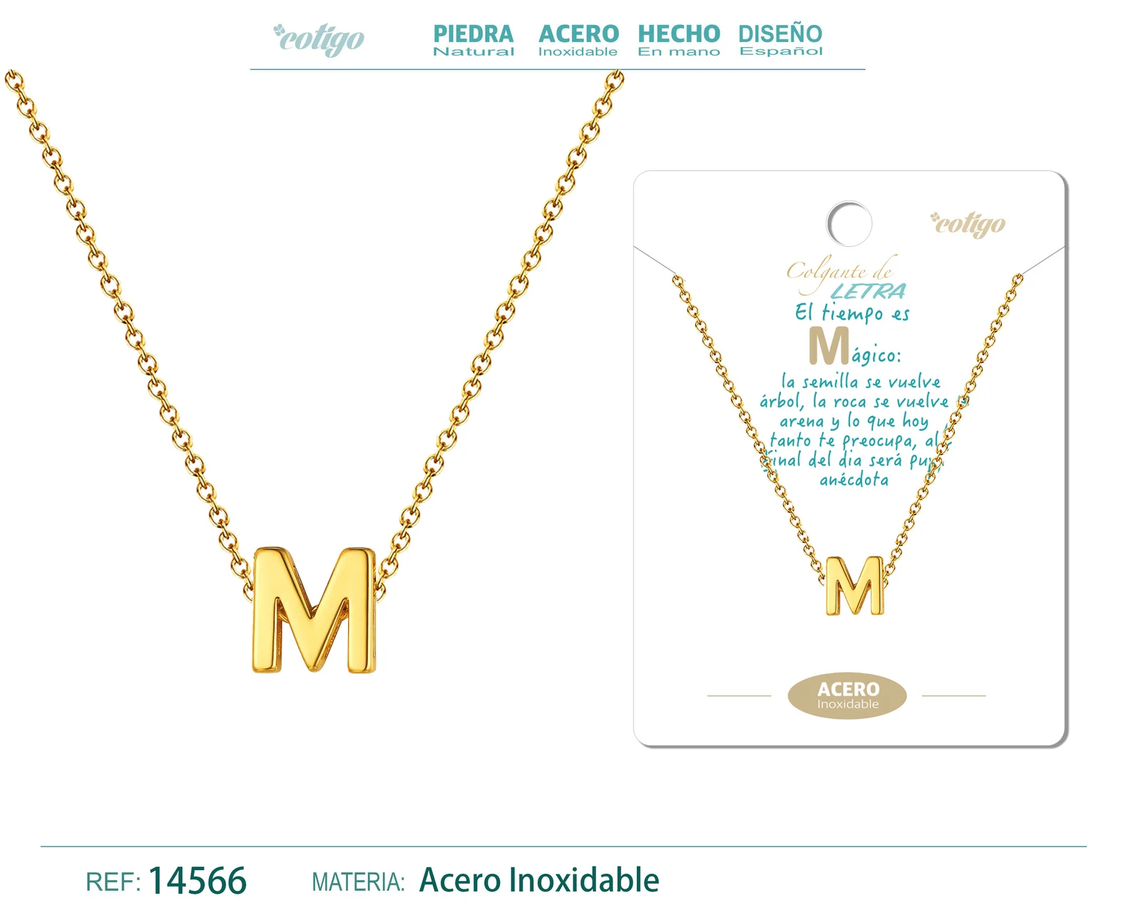 COLLAR LETRA M COLOR DORADO
