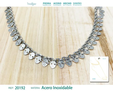 TOBILLERA ACERO COLOR PLATEADO