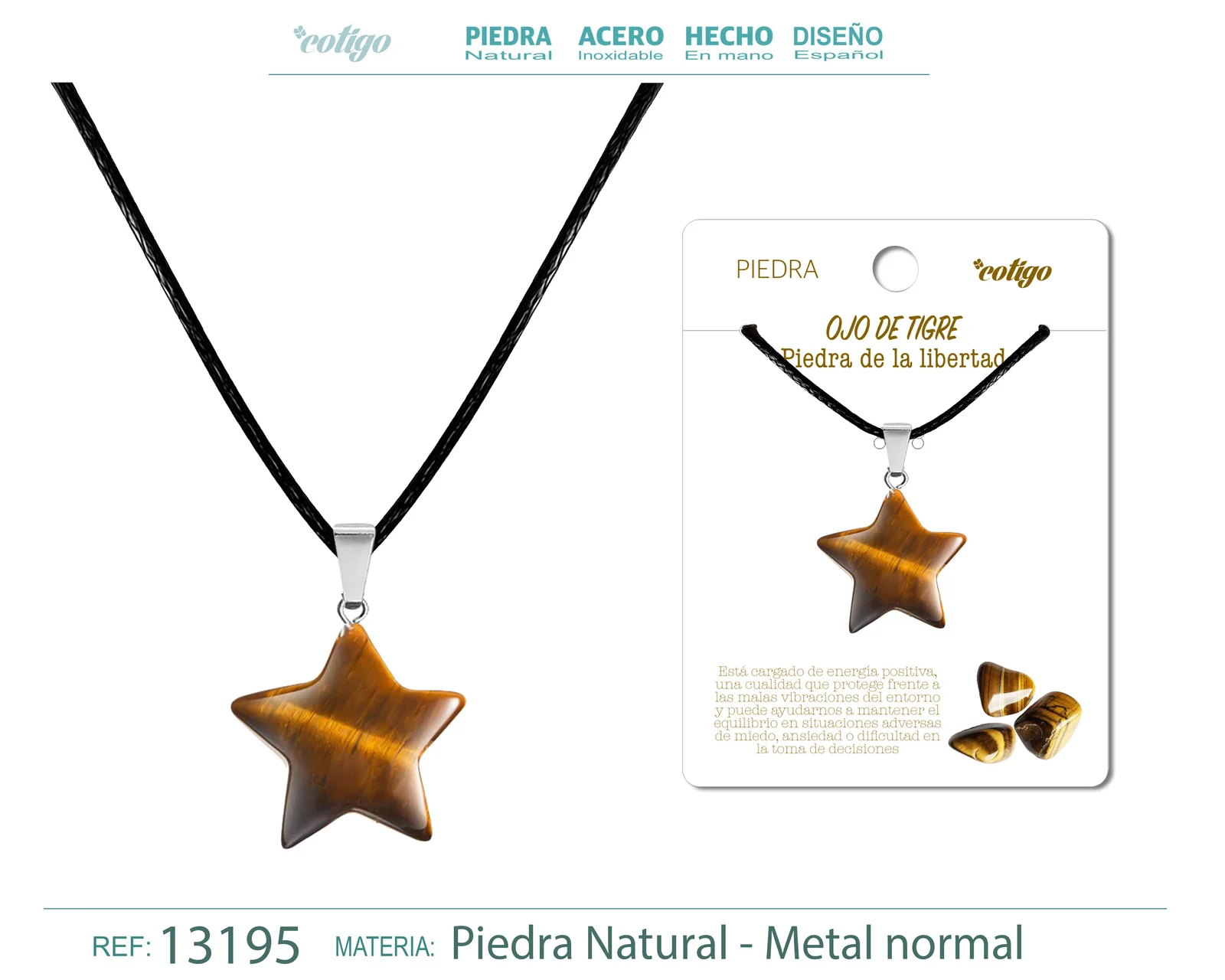 COLGANTE ESTRELLA DE PIEDRA OJO DE TIGRE