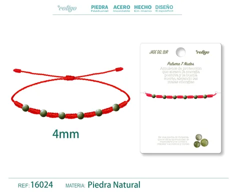 PULSERA 7 NUDOS CON  JADE DEL SUR 4MM