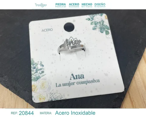 ANILLO NOMBRE ANA ACERO COLOR PLATEADO