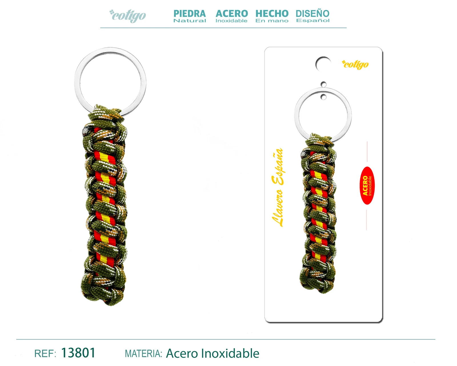 LLAVERO CUERDA CON ARO ACERO