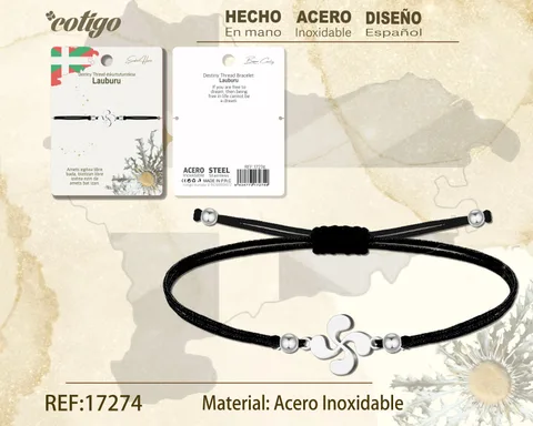 PULSERA HILO ENCERADO -LAUBURU-PLATEADO