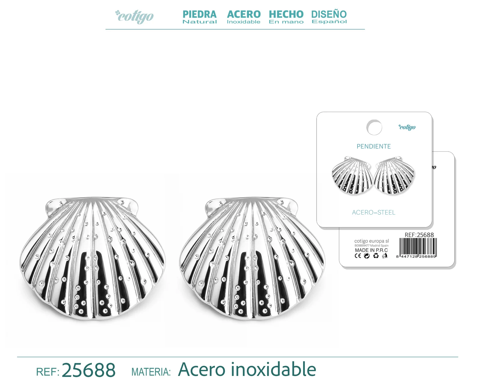 Pendiente Acero Inoxidable color Plateado