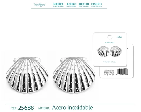 Pendiente Acero Inoxidable color Plateado