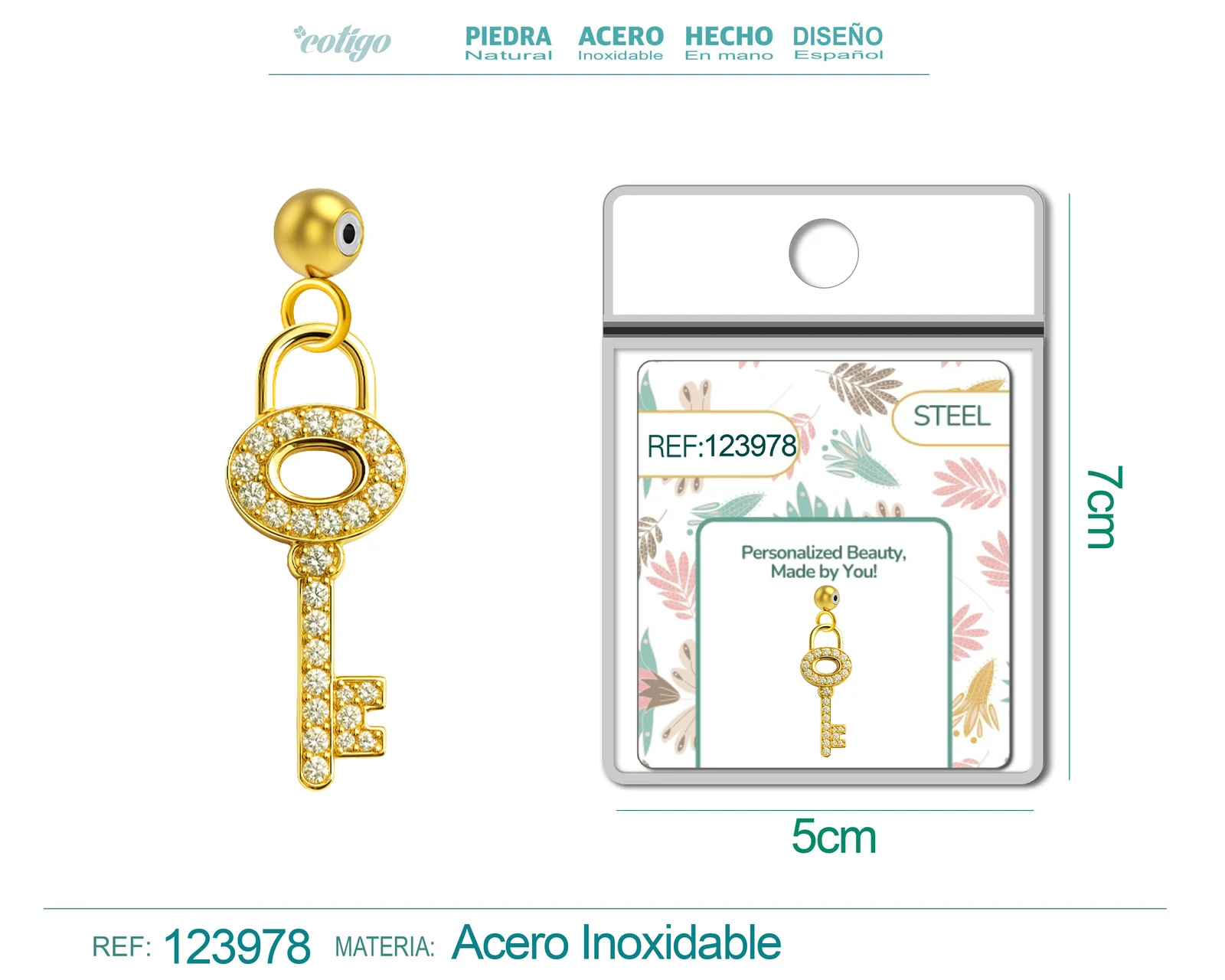 CHARM DE COBRE CHAPADO ORO 14K CON CIRCONITA-CON BOLA DE GOMA