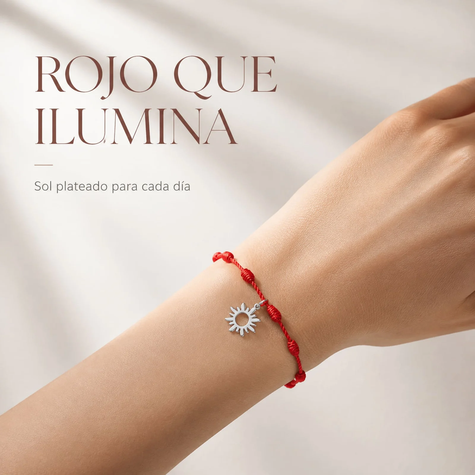 PULSERA 7 NUDOS CON SOL COLOR PLATEADO