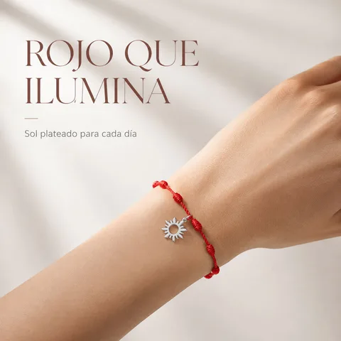 PULSERA 7 NUDOS CON SOL COLOR PLATEADO
