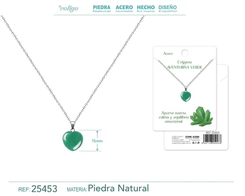 Colgante Piedra Aventurina Verde con cadena Acero Inoxidable