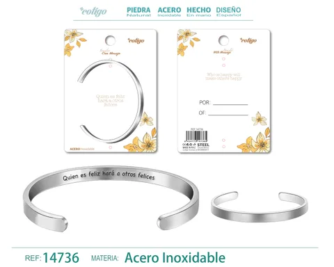 BRAZALETE ACERO CON MENSAJE ESPAÑOL