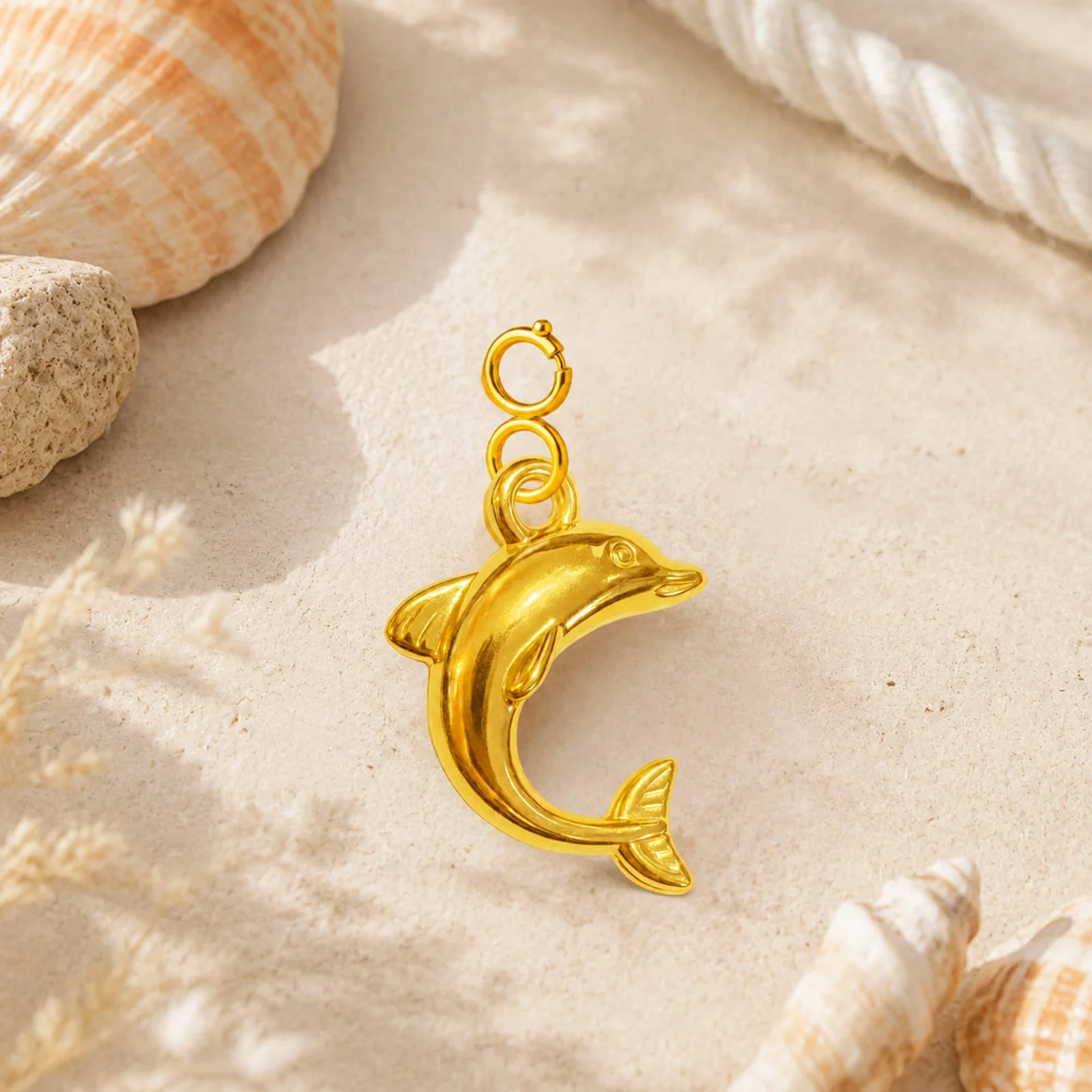 CHARM ACERO DORADO CHAPADO ORO 14 K-CON CIERRE