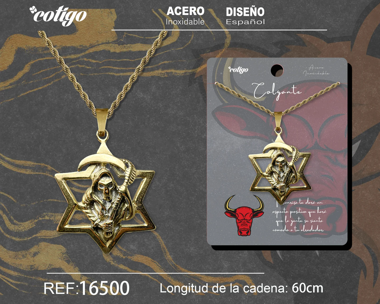 COLGANE HOMBRE ACERO COLOR DORADO