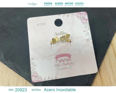 ANILLO PARA MAMÁ ACERO COLOR DORADO