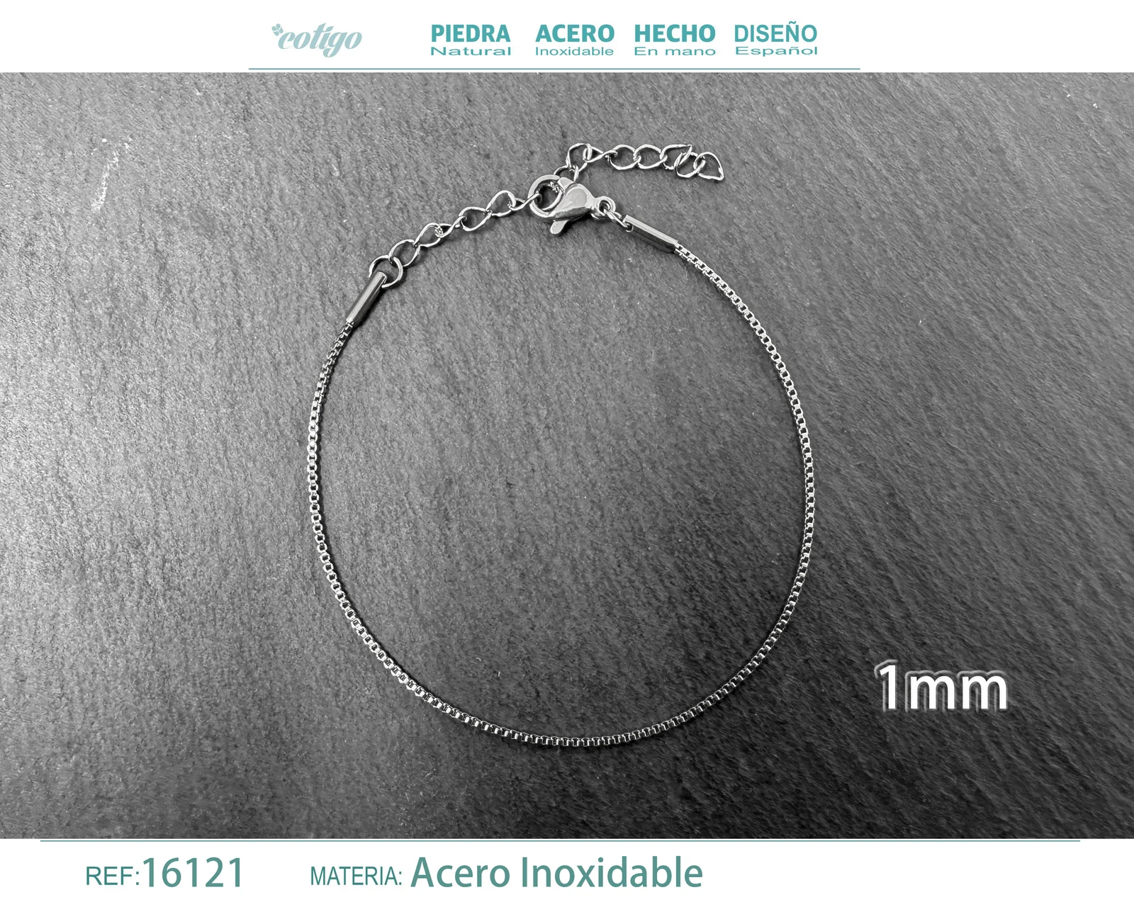 PULSERA DE CADENA ACERO PLATEADO
