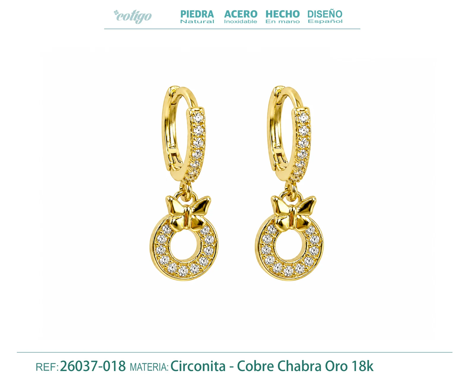 Brinco de argola com pendente de zircónia cúbica prateada