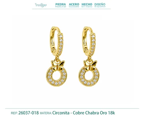 Brinco de argola com pendente de zircónia cúbica prateada