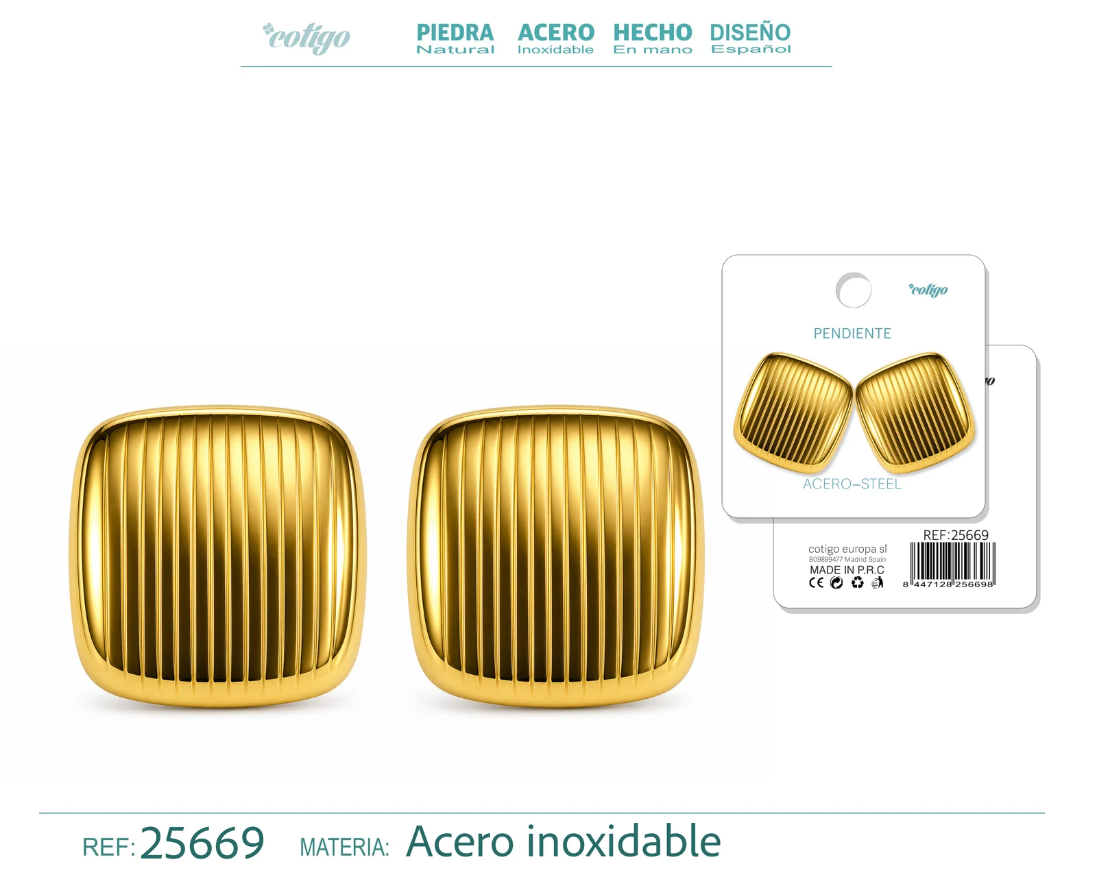 Pendiente Acero Inoxidable color Dorado