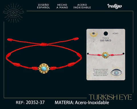 Pulsera 7 nudos con Ojo turco Acero Dorado
