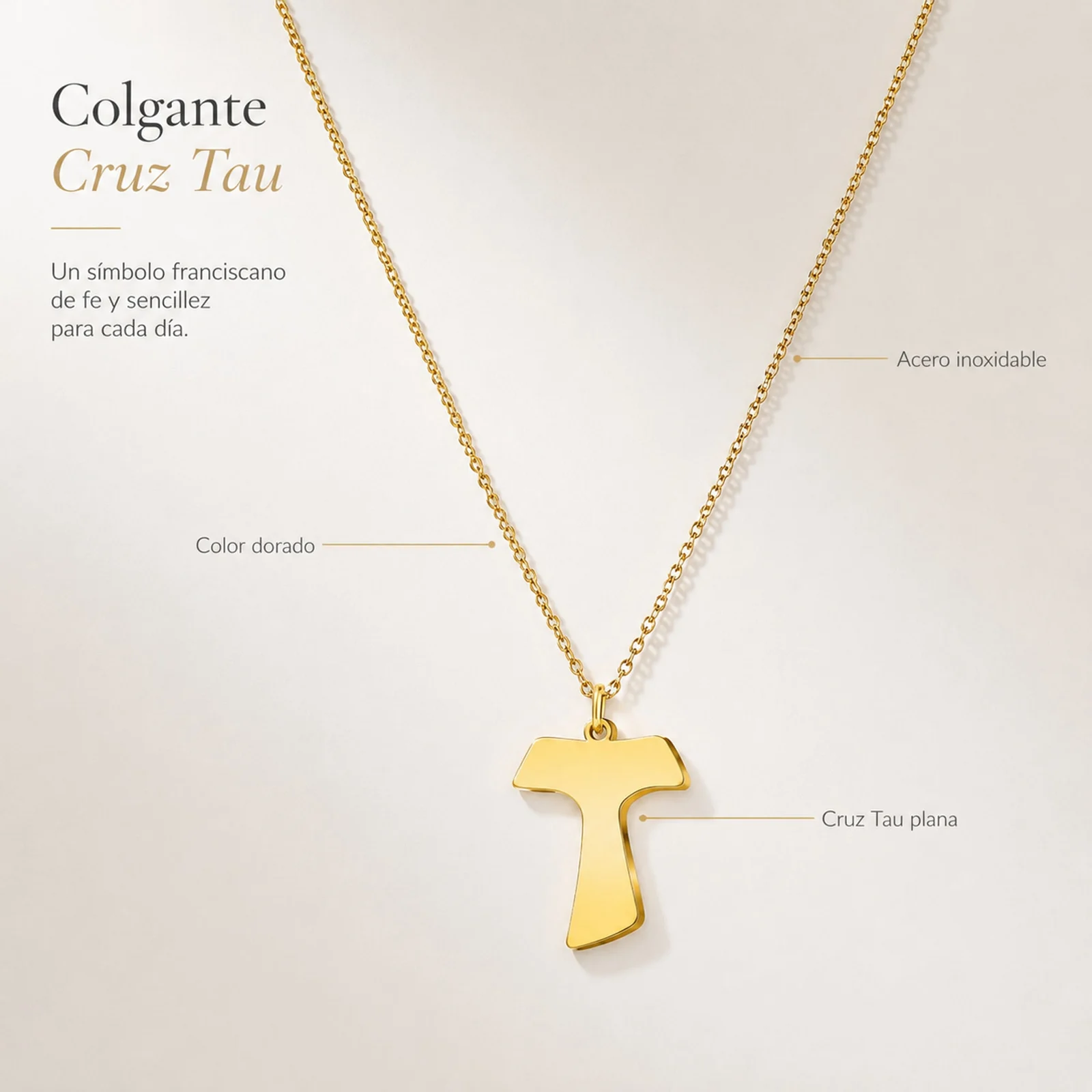 COLGANTE CRUZ TAU ACERO COLOR DORADO