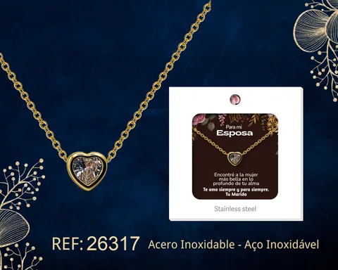 Collar Acero con Circonita para Regalar a  ESPOSA