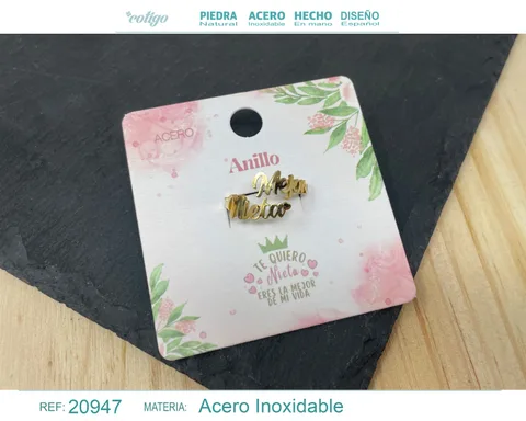 ANILLO PARA NIETA ACERO COLOR DORADO