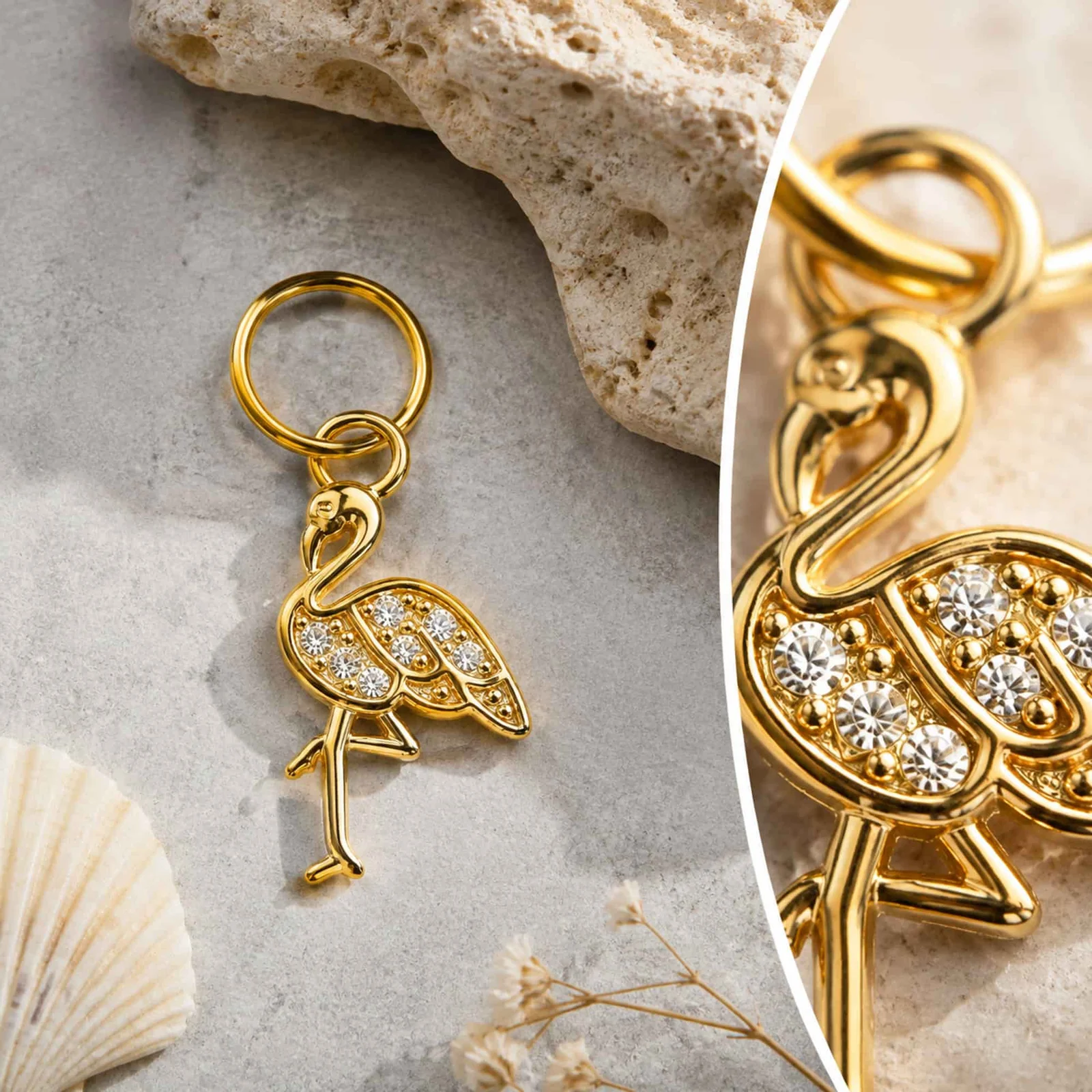 CHARM DE COBRE CHAPADO ORO 14K CON CIRCONITA