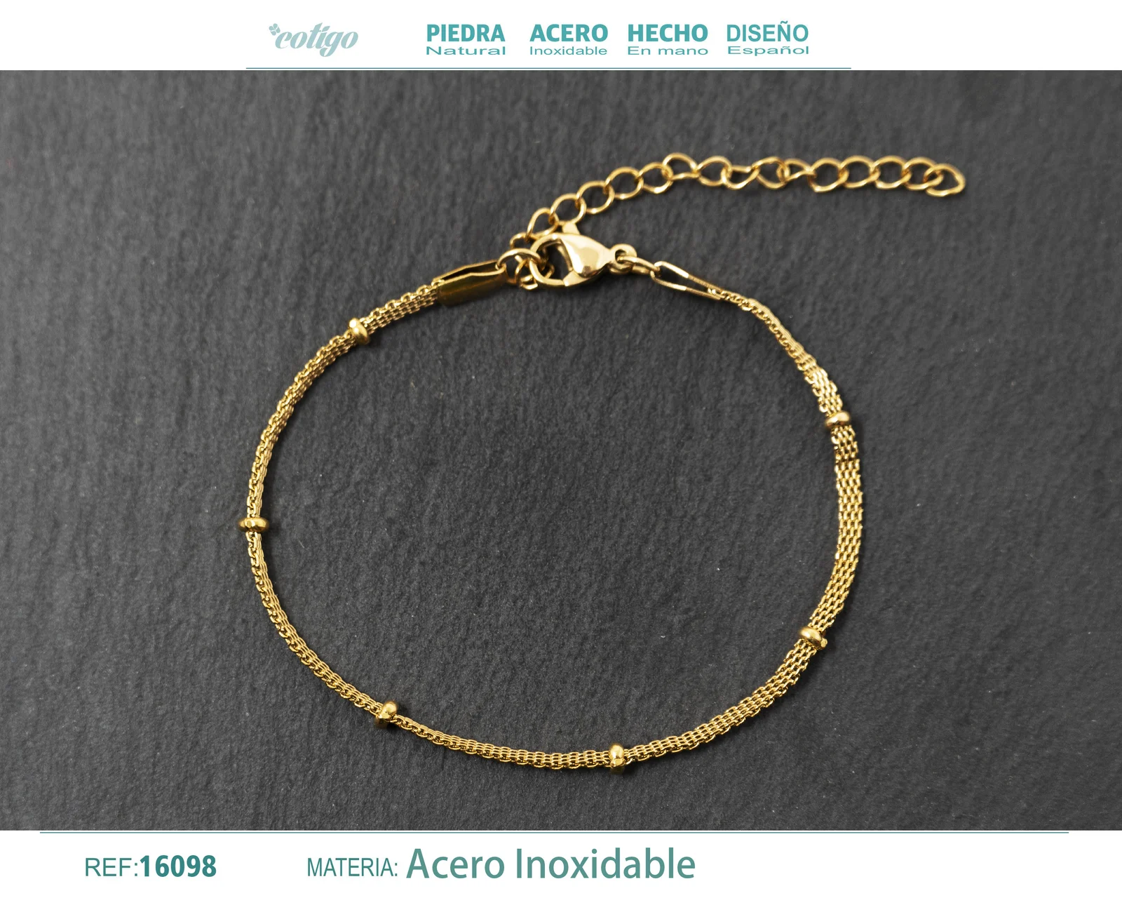 PULSERA DE CADENA ACERO DORADO