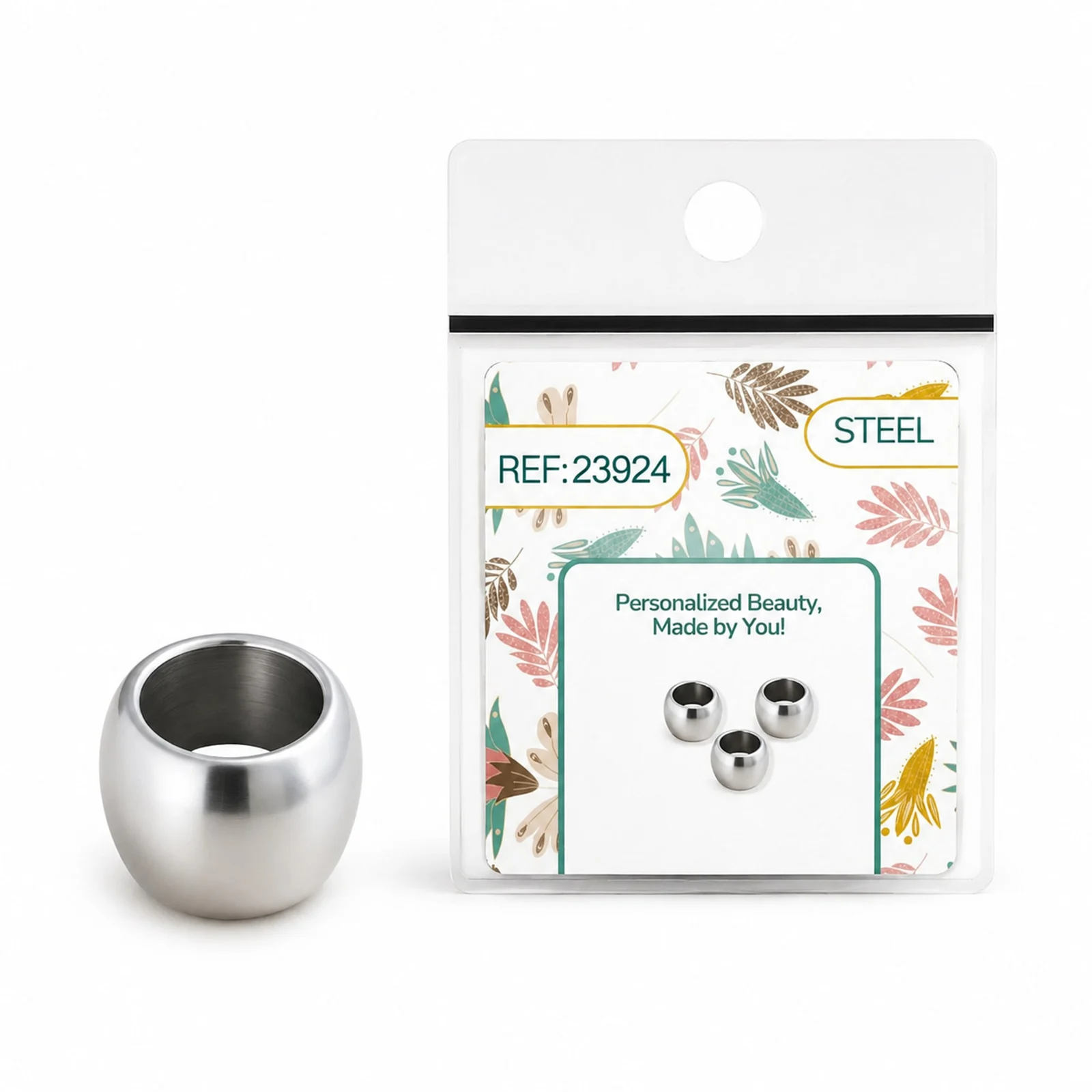 CHARM DE BOLA 6MM ACERO PLATEADO CON AGUJERO 3MM PARA CADENA DE SERPIENTE