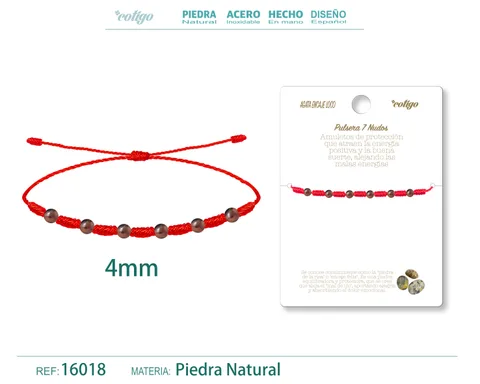PULSERA 7 NUDOS CON  AGATA ENCAJE LOCO 4MM